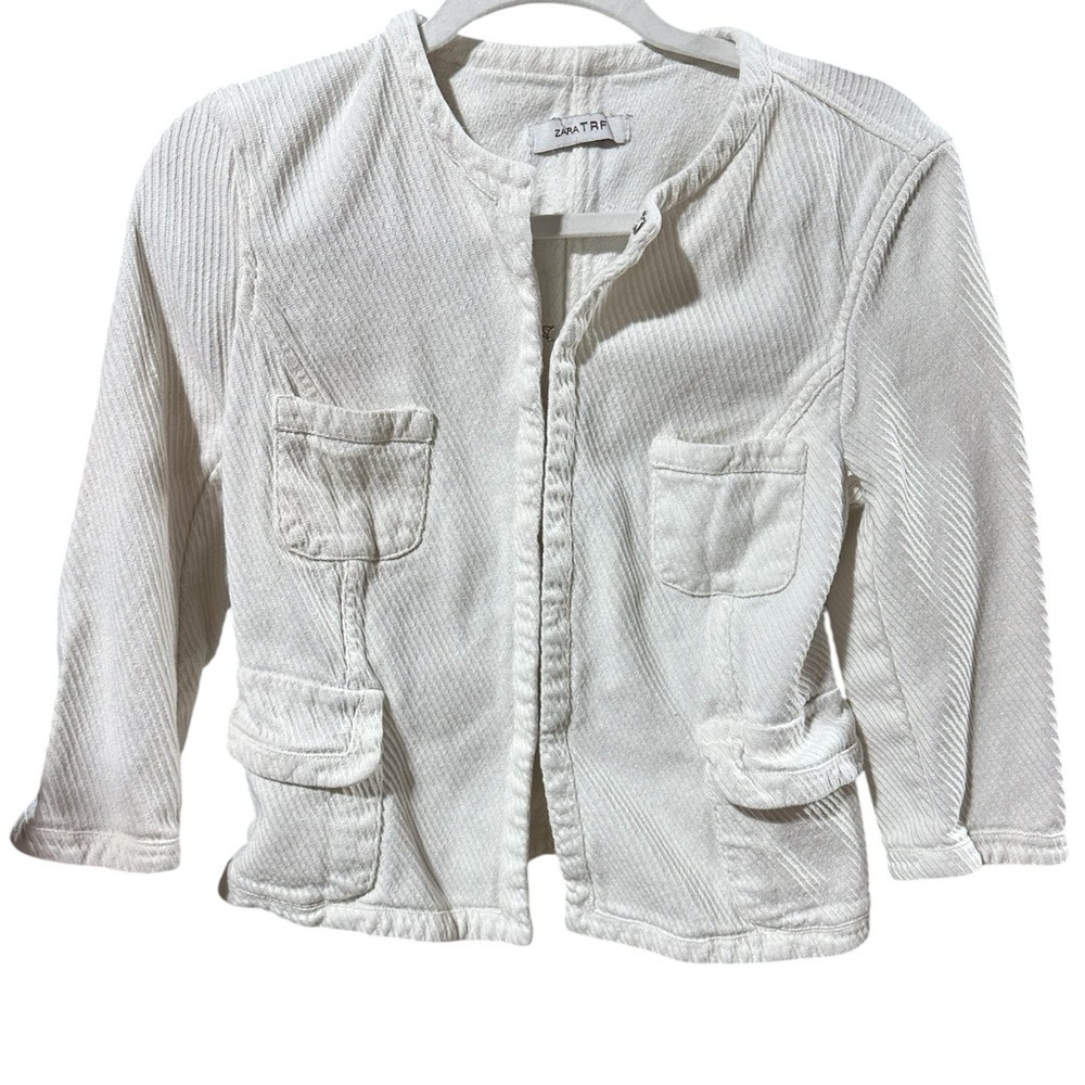 Zara TRF ivory textured layering jacket xs
